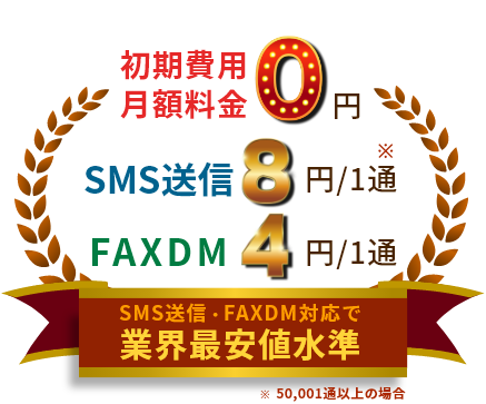 SMS送信・FAXDM対応で業界最安値水準